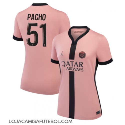 Camisa de Futebol Paris Saint-Germain Willian Pacho #51 Equipamento Alternativo Mulheres 2024-25 Manga Curta